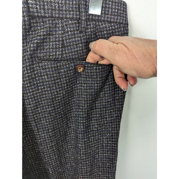 PT Torino Super 100’s Slim Fit Wool Silk Tweed Dress Pants Gray Black Italian 50 - Picture 12 of 14
